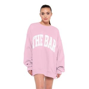 THE BAR VARSITY SWEATSHIRT BLUSH, size XL NEW WITH TAGS